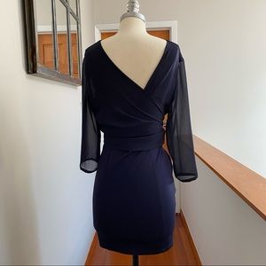 Back and bridge navy mini dress.